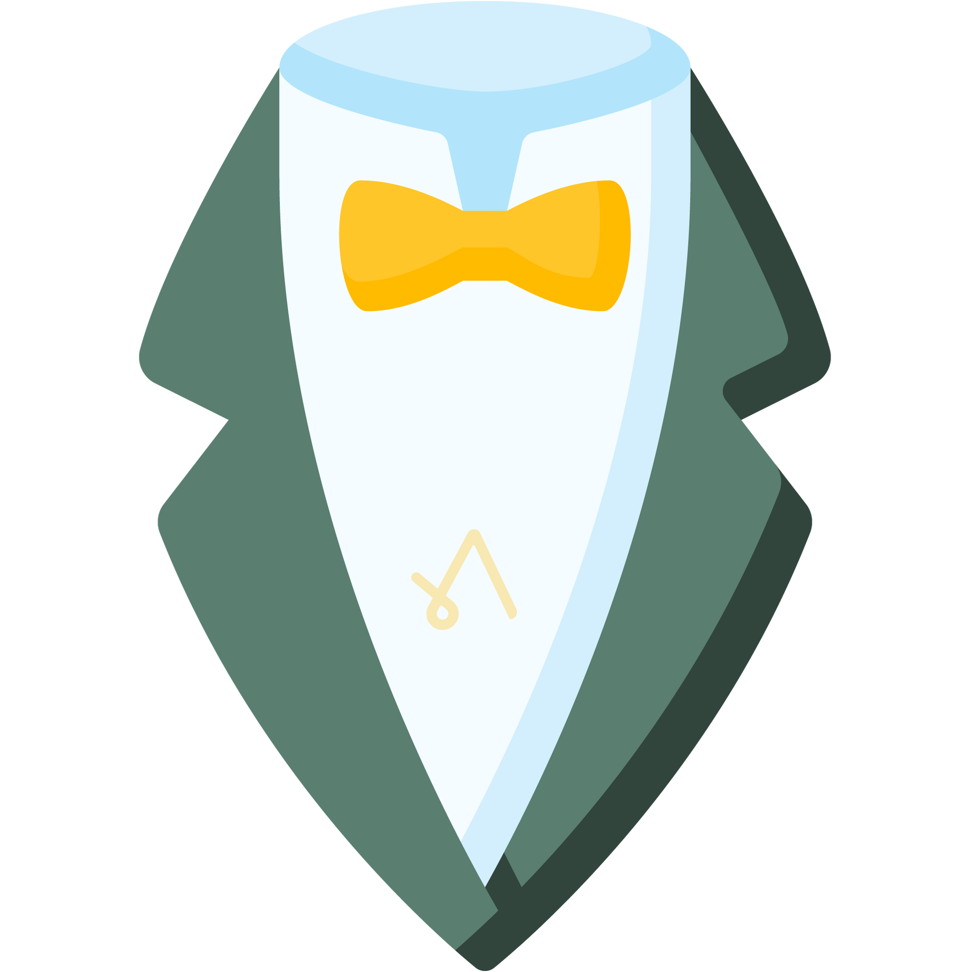 A tuxedo with a yellow bow tie free icon