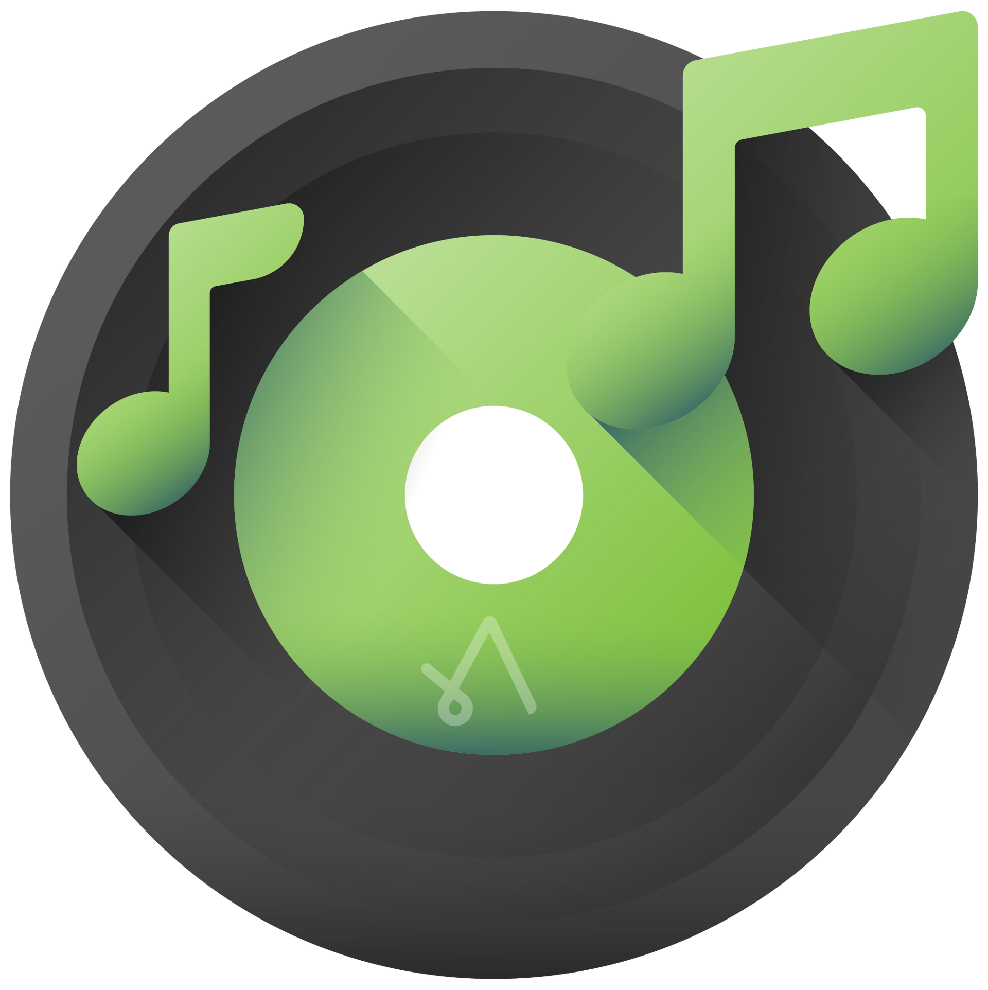 A green cd with music notes on it